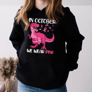 In October We Wear Pink Dinosaur Trex Breast Cancer Kids Hoodie 3 3