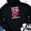 In October We Wear Pink Dinosaur Trex Breast Cancer Kids Hoodie