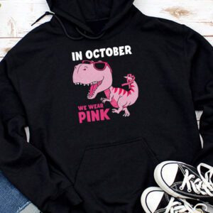 In October We Wear Pink Dinosaur Trex Breast Cancer Kids Hoodie