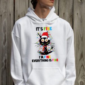 Its Fine Im Fine Everything Is Fine Christmas Cat Santa Hoodie 2 1