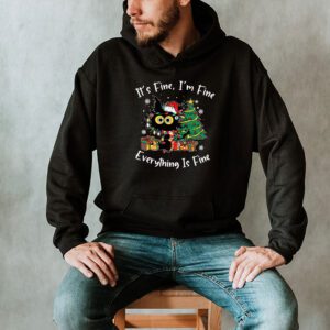 Its Fine Im Fine Everything Is Fine Christmas Cat Santa Hoodie 2 2