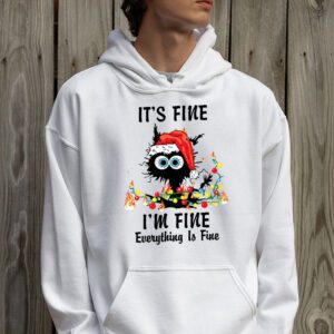 Its Fine Im Fine Everything Is Fine Christmas Cat Santa Hoodie 2