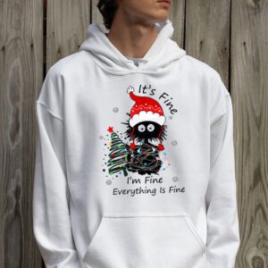 Its Fine Im Fine Everything Is Fine Christmas Cat Santa Hoodie 2 4