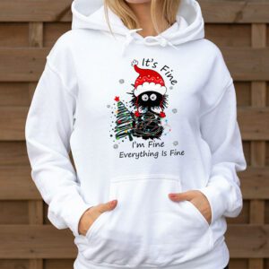 Its Fine Im Fine Everything Is Fine Christmas Cat Santa Hoodie 3 2