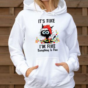 Its Fine Im Fine Everything Is Fine Christmas Cat Santa Hoodie 3