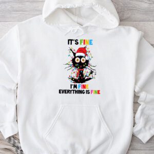 It's Fine I'm Fine Everything Is Fine Christmas Cat Santa Hoodie