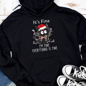 It's Fine I'm Fine Everything Is Fine Christmas Cat Santa Hoodie