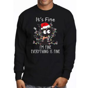 Its Fine Im Fine Everything Is Fine Christmas Cat Santa Longsleeve Tee 3 8