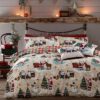 Jolly Santa Christmas Duvet Cover Set Cream Red