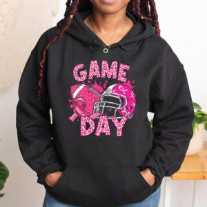 Leopard Game Day Pink American Football Tackle Breast Cancer Hoodie 1