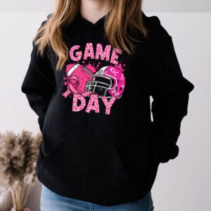 Leopard Game Day Pink American Football Tackle Breast Cancer Hoodie 3