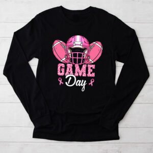 Leopard Game Day Pink American Football Tackle Breast Cancer Longsleeve Tee