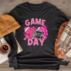 Leopard Game Day Pink American Football Tackle Breast Cancer Longsleeve Tee 2 4