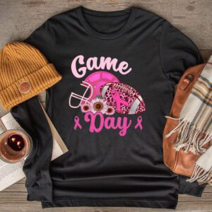 Leopard Game Day Pink American Football Tackle Breast Cancer Longsleeve Tee 2 5