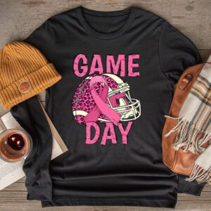Leopard Game Day Pink American Football Tackle Breast Cancer Longsleeve Tee 2 6