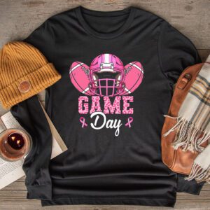 Leopard Game Day Pink American Football Tackle Breast Cancer Longsleeve Tee 2 7