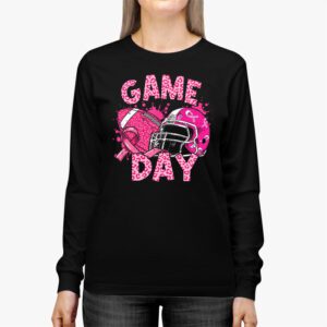 Leopard Game Day Pink American Football Tackle Breast Cancer Longsleeve Tee 3 4