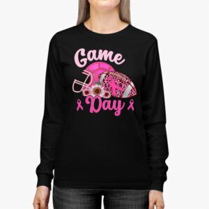 Leopard Game Day Pink American Football Tackle Breast Cancer Longsleeve Tee 3 5