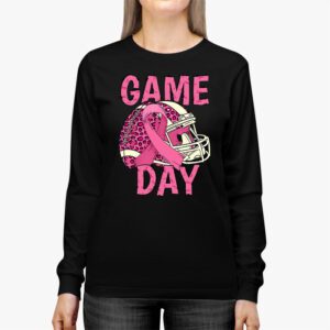 Leopard Game Day Pink American Football Tackle Breast Cancer Longsleeve Tee 3 6