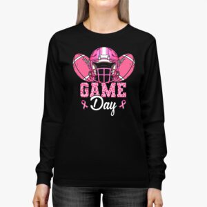 Leopard Game Day Pink American Football Tackle Breast Cancer Longsleeve Tee 3 7