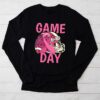 Leopard Game Day Pink American Football Tackle Breast Cancer Longsleeve Tee