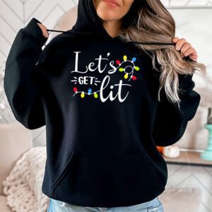 Lets Get Lit Drinking Santa Hat Christmas Lights Funny Hoodie 1 4