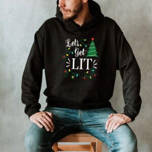 Lets Get Lit Drinking Santa Hat Christmas Lights Funny Hoodie 2 1