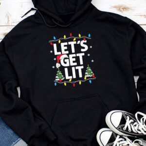 Funny Christmas Shirts Let’s Get Lit Drinking Santa Hat Christmas Lights Funny Hoodie