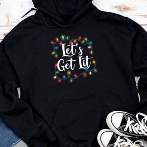 Let's Get Lit Drinking Santa Hat Christmas Lights Funny Hoodie