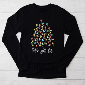 Lets Get Lit Drinking Santa Hat Christmas Lights Funny Longsleeve Tee 2 5