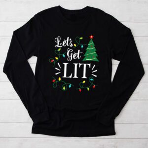 Lets Get Lit Drinking Santa Hat Christmas Lights Funny Longsleeve Tee 2 6