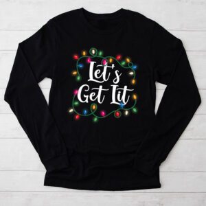 Lets Get Lit Drinking Santa Hat Christmas Lights Funny Longsleeve Tee 2 8