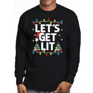 Lets Get Lit Drinking Santa Hat Christmas Lights Funny Longsleeve Tee 3 7