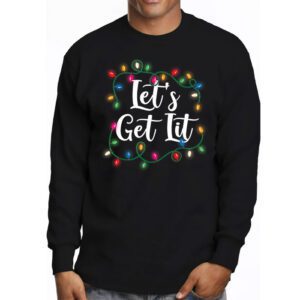 Lets Get Lit Drinking Santa Hat Christmas Lights Funny Longsleeve Tee 3 8