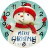 Lovely Merry Christmas Snowman Decorative Round Wall Clock 9.85 Inch Silent Clock For Living Room Kitchen Bedroom