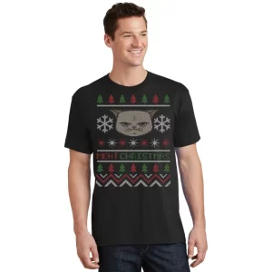 MEH Christmas Cat Ugly Sweater T Shirt 1
