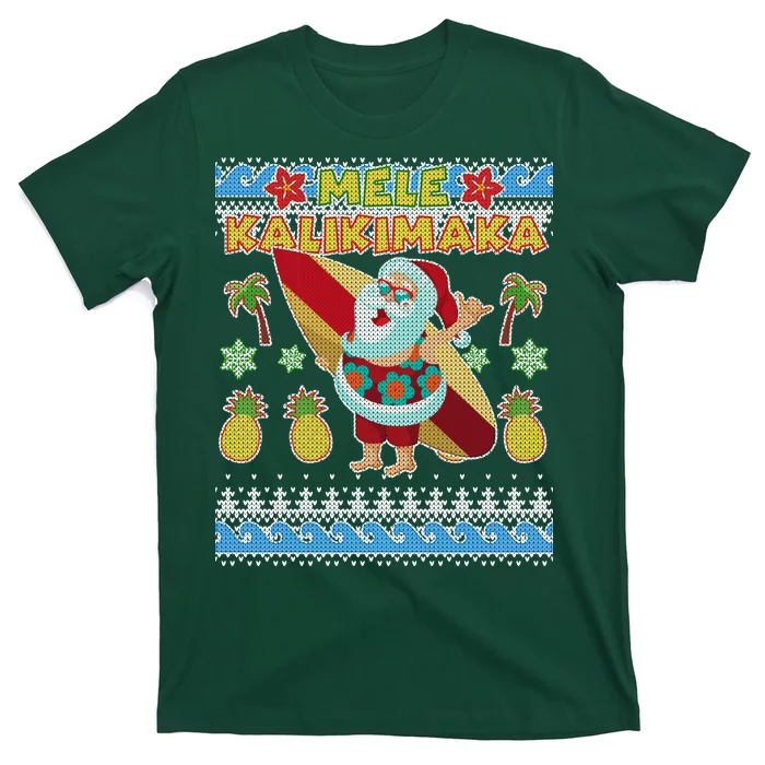 Mele-Kalikimaka-Santa-Ugly-Christmas-Hawaiian-T-Shirt Mele Kalikimaka Santa Ugly Christmas Hawaiian T-Shirt