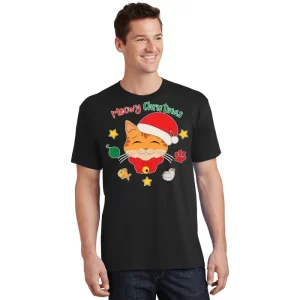 Meowy Christmas Cute Cat T Shirt 1