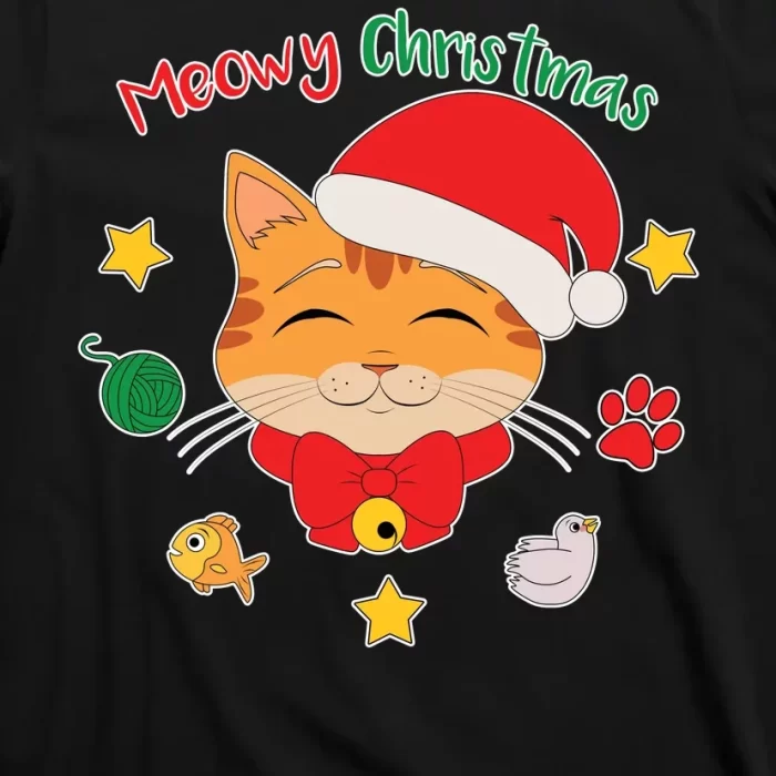 Meowy Christmas Cute Cat T Shirt 3