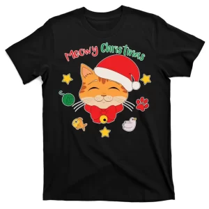 Meowy Christmas Cute Cat T-Shirt