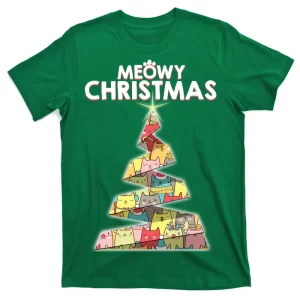 Meowy Christmas Tree For Cat Lovers T-Shirt