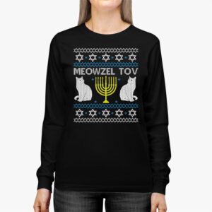 Meowzel Tov Funny Chanukah Hanukkah Ugly Sweater Longsleeve Tee 2 5