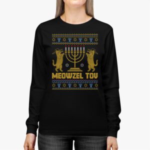 Meowzel Tov Funny Chanukah Hanukkah Ugly Sweater Longsleeve Tee 2 6