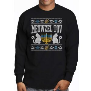 Meowzel Tov Funny Chanukah Hanukkah Ugly Sweater Longsleeve Tee 3 4