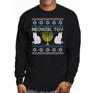 Meowzel Tov Funny Chanukah Hanukkah Ugly Sweater Longsleeve Tee 3 5