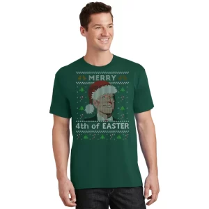 Merry 4th Of Easter Funny Biden Confusion Ugly Christmas T Shirt 1