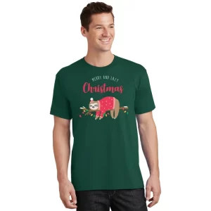 Merry And Lazy Christmas Cute Sloth T Shirt 1