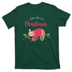 Merry And Lazy Christmas Cute Sloth T-Shirt