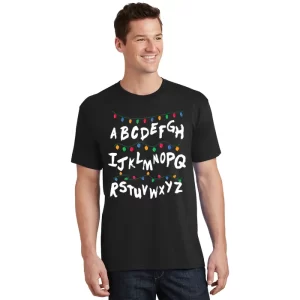 Merry Christmas Alphabet Christmas Lights T Shirt 1
