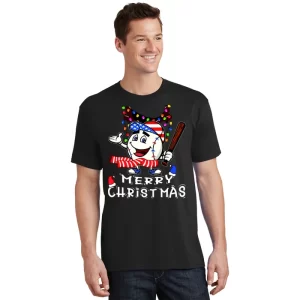 Merry Christmas Baseball Player T Shirt 1